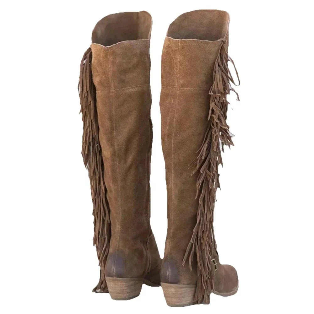 Naughty Monkey Frilly Fanta Fringe Boho Western Cowgirl Boot Sz 6
